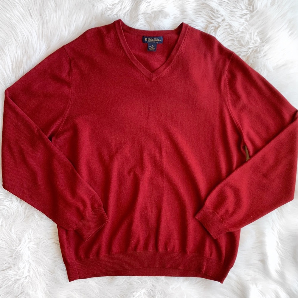 Brooks Brothers Maroon V-Neck Sweater MD1158